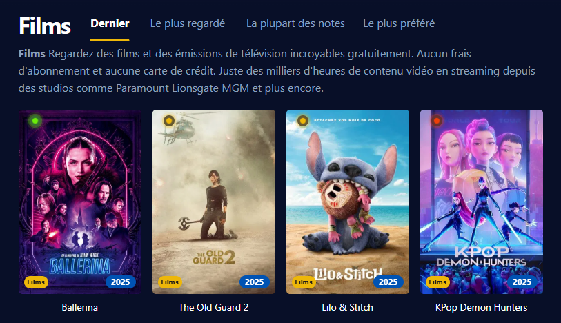 Capture d'&eacute;cran de l'interface utilisateur d'Empire